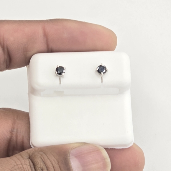 925 Sterling Silver Black Moissanite Diamond Stud Earring
